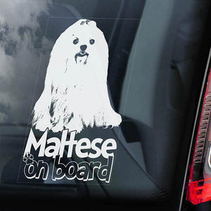 Maltese Terrier2 on Board-Car Window Sticker-Dog Sign Decal