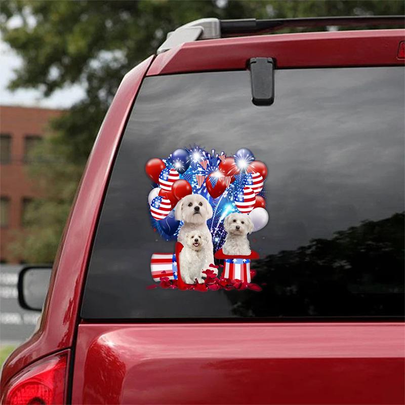 Maltese - Fireworks Celebration Car Sticker