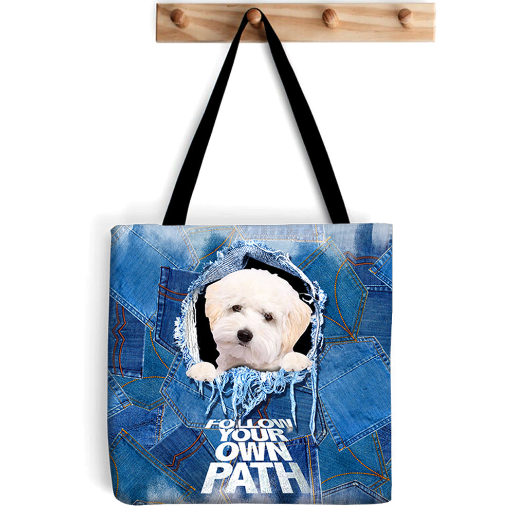 Maltipoo -Follow Your Own Path-Cloth Tote Bag