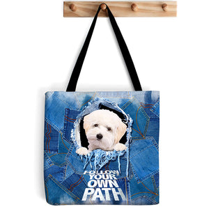 Maltipoo -Follow Your Own Path-Cloth Tote Bag