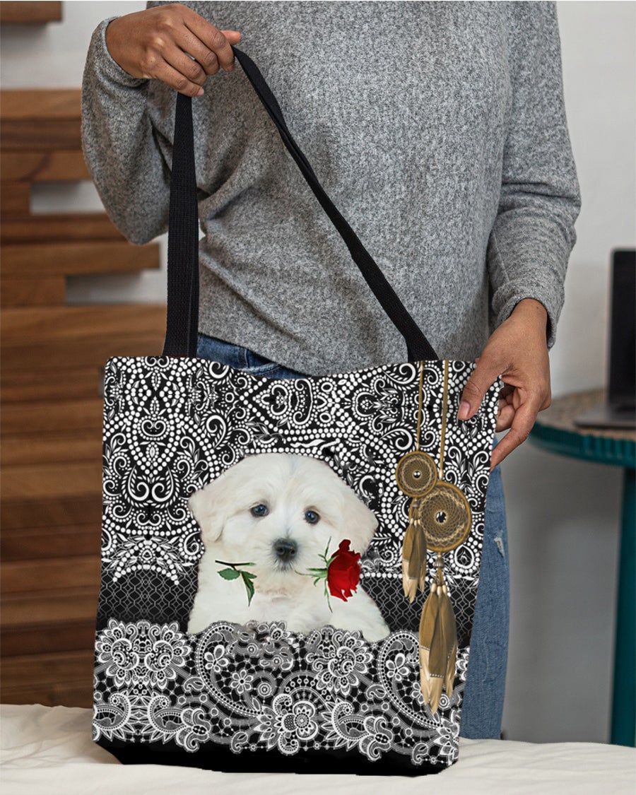 Maltipoo-Rose Cloth Tote Bag