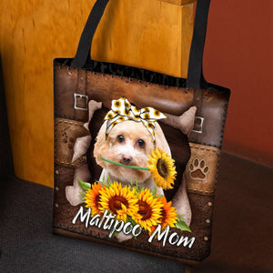 Maltipoo-Sunflower&Dog Mom Cloth Tote Bag