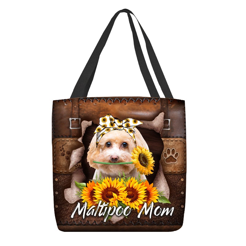 Maltipoo-Sunflower&Dog Mom Cloth Tote Bag