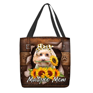 Maltipoo-Sunflower&Dog Mom Cloth Tote Bag
