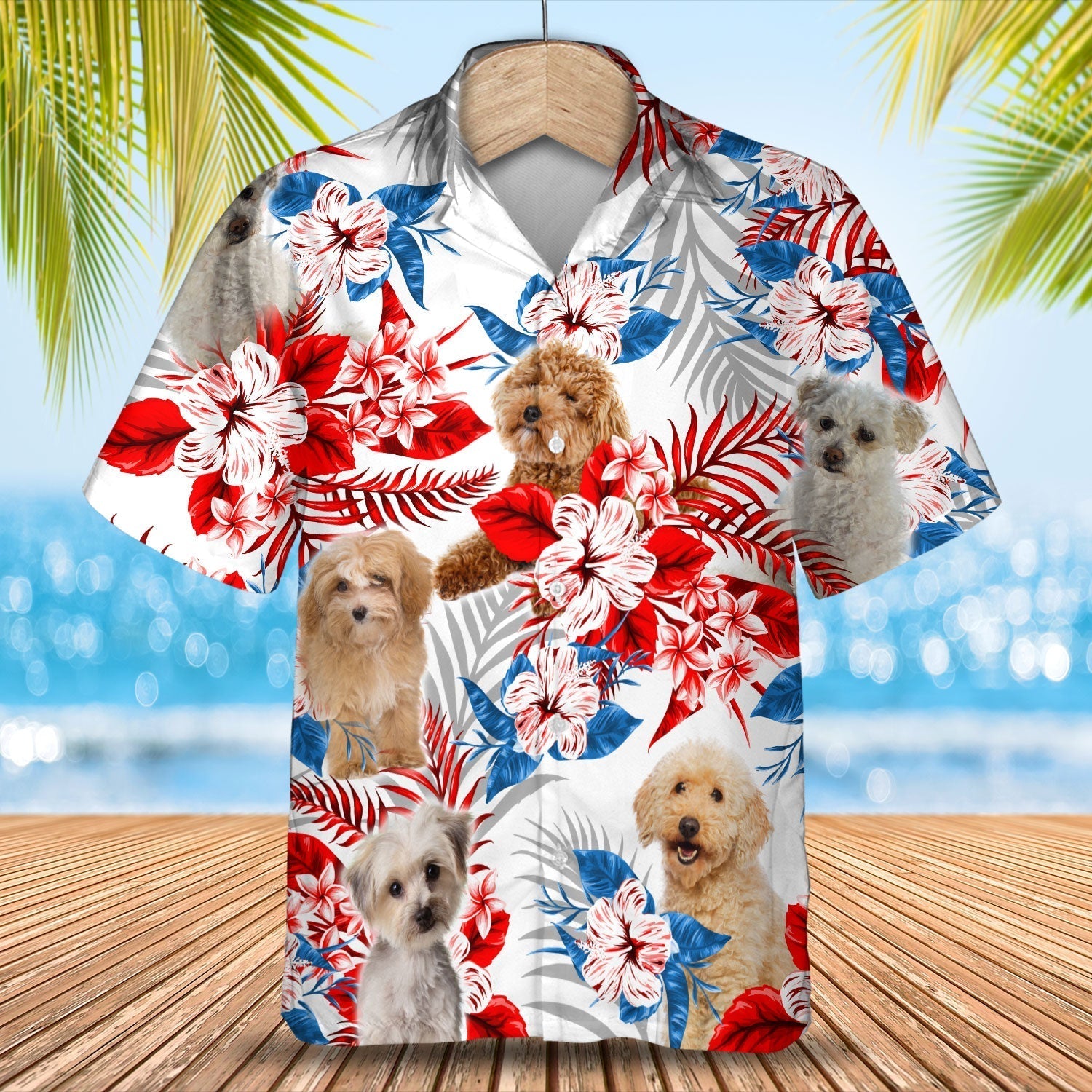 Maltipoo American Flag Hawaiian Shirt