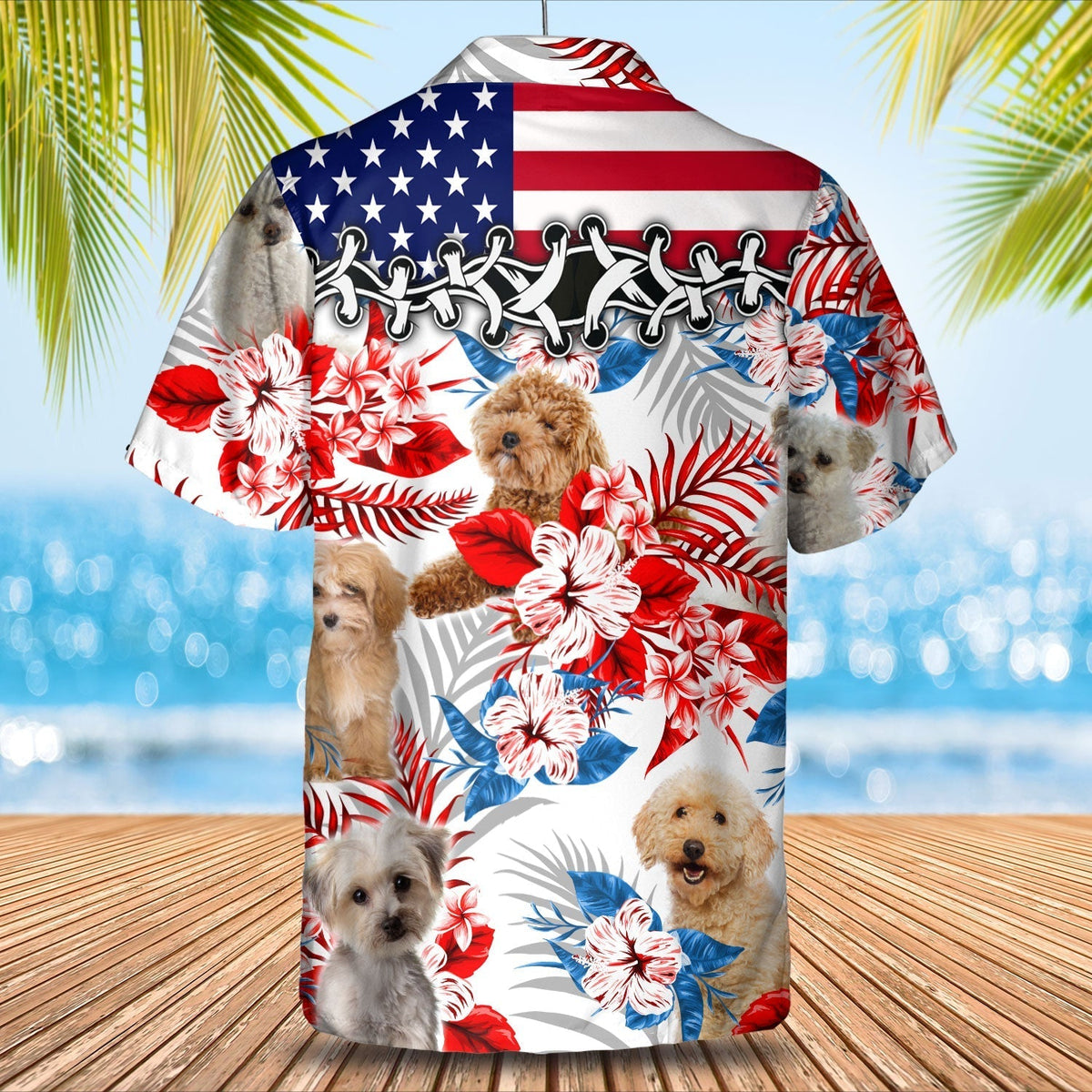 Maltipoo American Flag Hawaiian Shirt