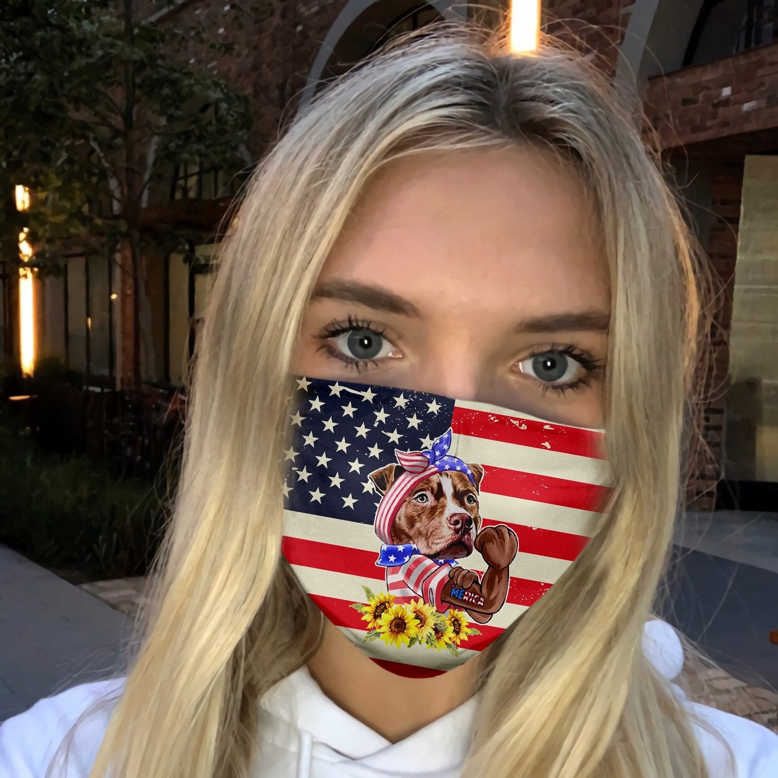 Merica American Pitbull Terrier 4th Of July EZ06 1305 Face Mask
