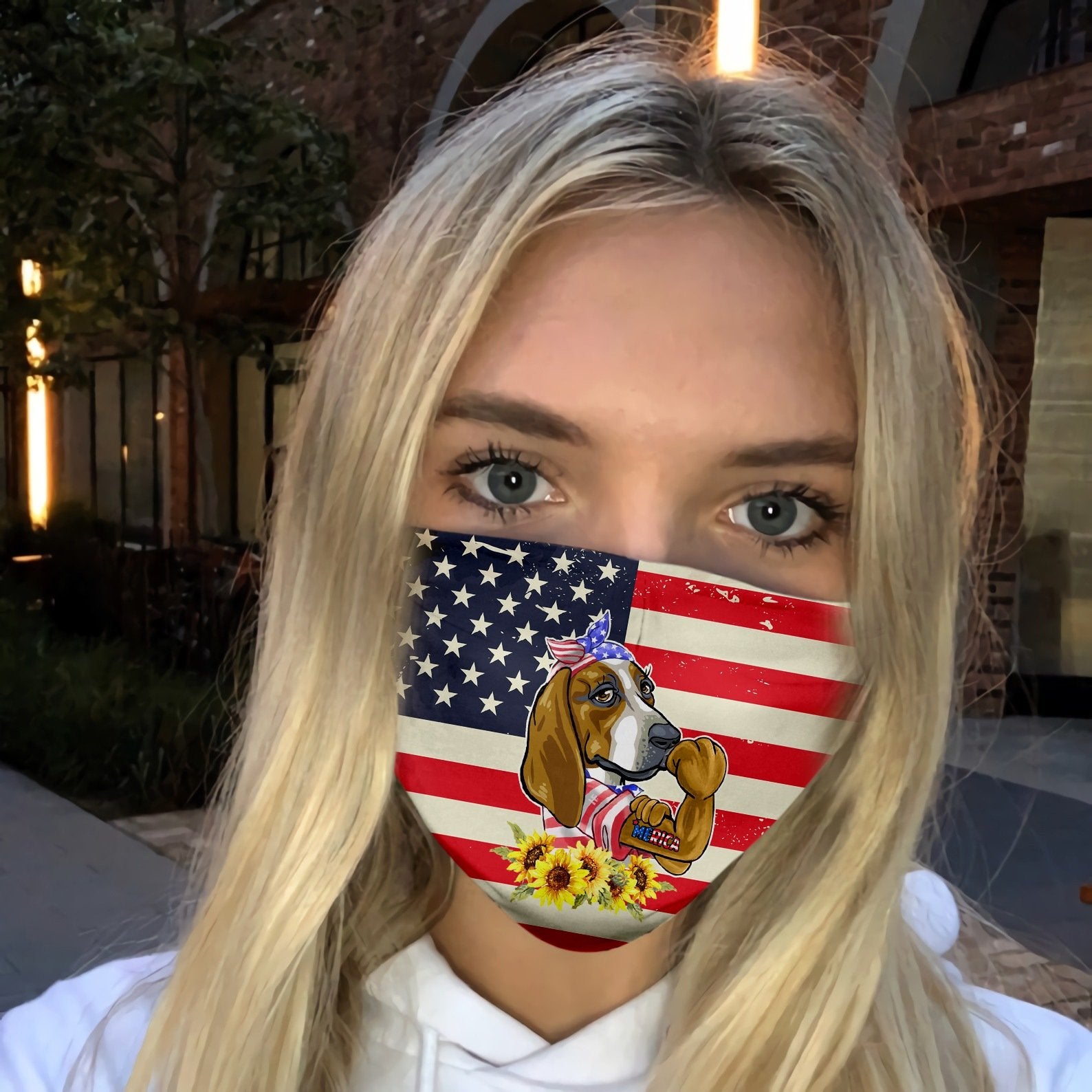 Merica Basset Hound 4th Of July EZ06 1305 Face Mask