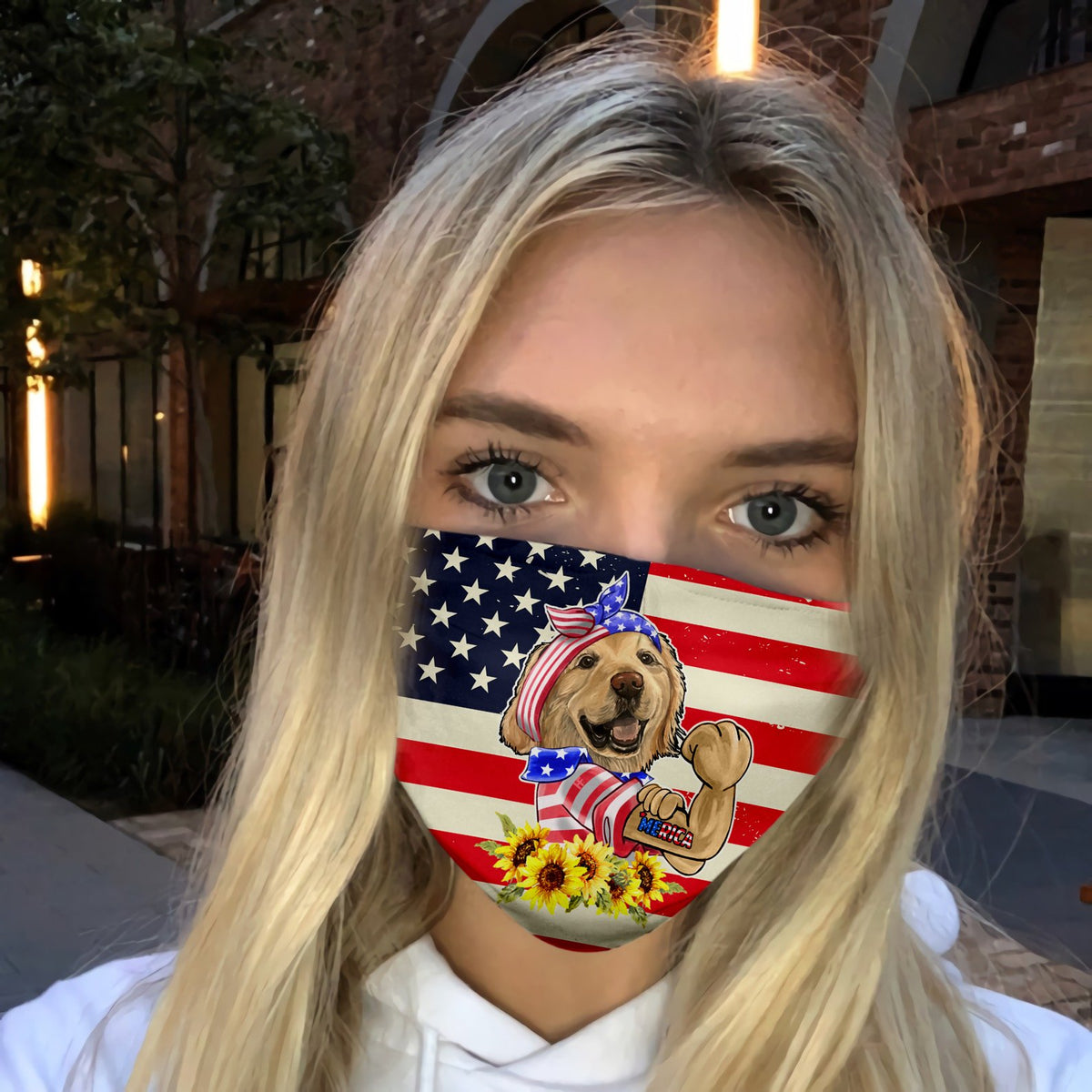 Merica Golden Retriever 4th Of July EZ06 1305 Face Mask