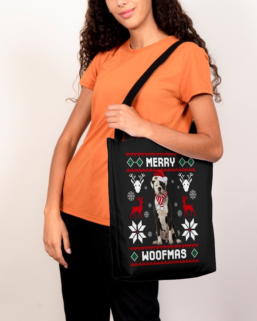 Merry Woofmas-American Bulldog-Cloth Tote Bag