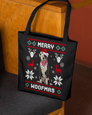 Merry Woofmas-American Bulldog-Cloth Tote Bag