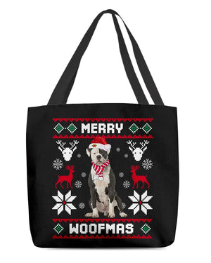 Merry Woofmas-American Bulldog-Cloth Tote Bag