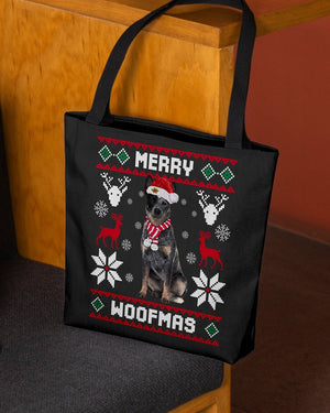 Merry Woofmas-BLUE Heeler-Cloth Tote Bag