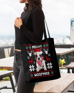 Merry Woofmas-BRINDLE Boston Terrier-Cloth Tote Bag