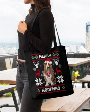 Merry Woofmas-Basset Hound-Cloth Tote Bag