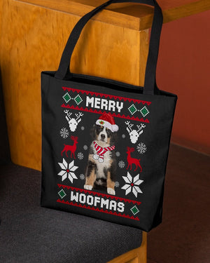 Merry Woofmas-Bernese Mountain Dog-Cloth Tote Bag