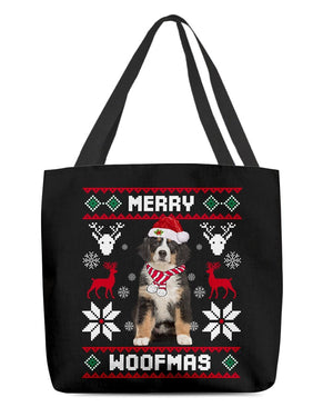 Merry Woofmas-Bernese Mountain Dog-Cloth Tote Bag