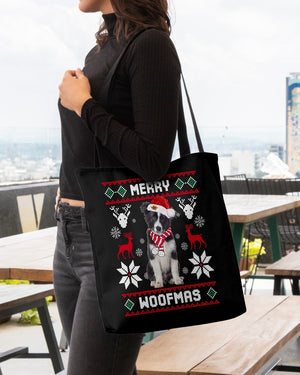 Merry Woofmas-Border Collie-Cloth Tote Bag