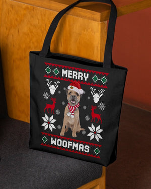 Merry Woofmas-Border Terrier-Cloth Tote Bag