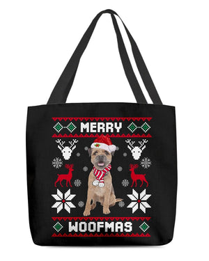 Merry Woofmas-Border Terrier-Cloth Tote Bag