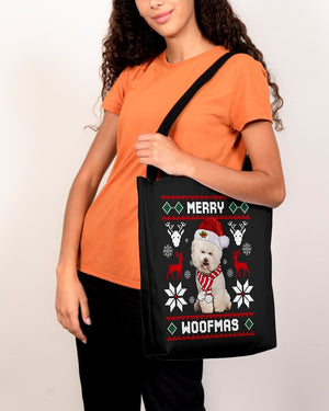 Merry Woofmas-CREAM Bichon Frise-Cloth Tote Bag