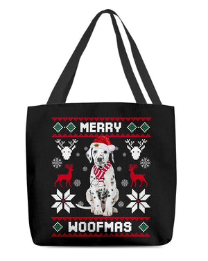 Merry Woofmas-Dalmatian-Cloth Tote Bag