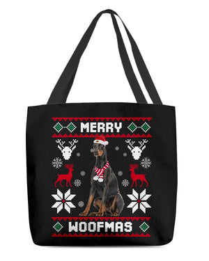 Merry Woofmas-Dobermann 1-Cloth Tote Bag