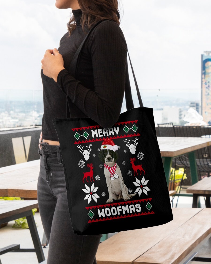 Merry Woofmas-English Springer Spaniel 2-Cloth Tote Bag