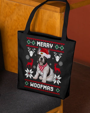 Merry Woofmas-French Bulldog 2-Cloth Tote Bag