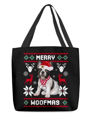 Merry Woofmas-French Bulldog 2-Cloth Tote Bag