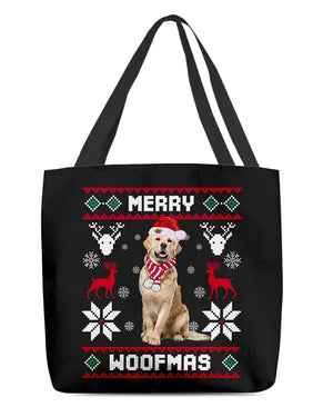 Merry Woofmas-Golden Retriever 2-Cloth Tote Bag