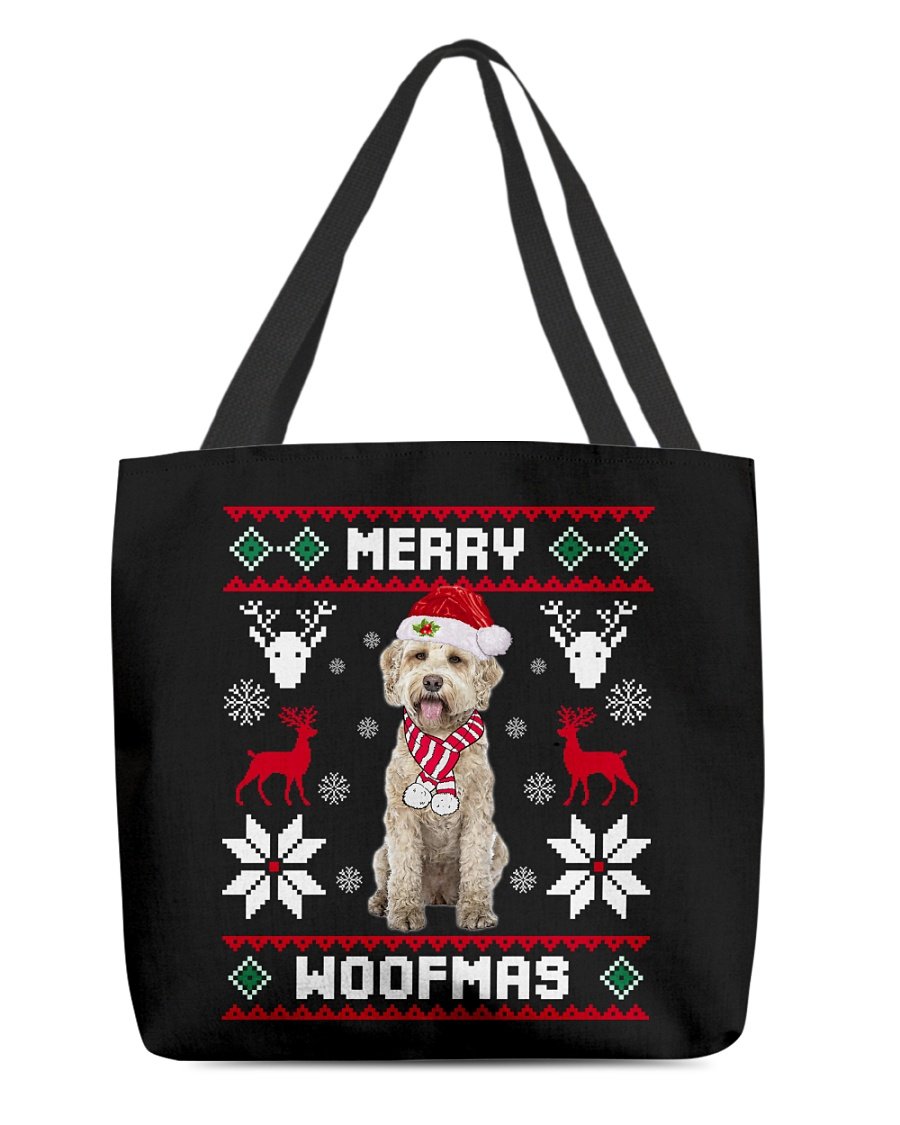 Merry Woofmas-Goldendoodle 1-Cloth Tote Bag