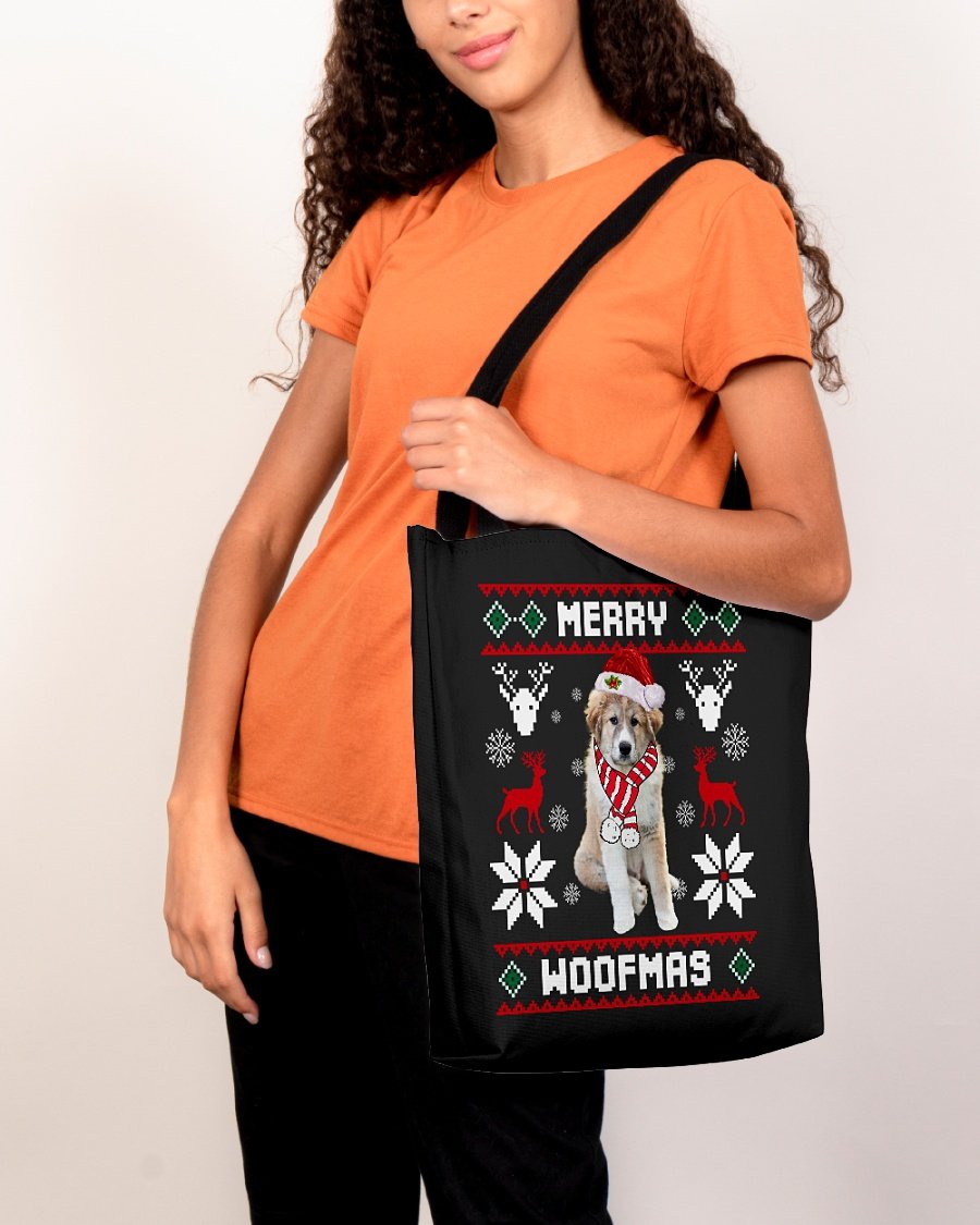 Merry Woofmas-Great Pyrenees 1-Cloth Tote Bag