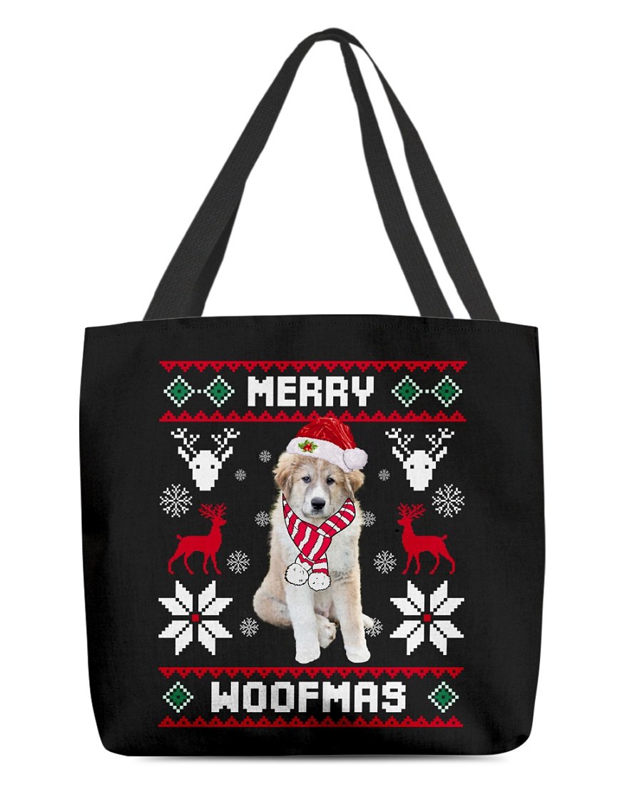 Merry Woofmas-Great Pyrenees 1-Cloth Tote Bag