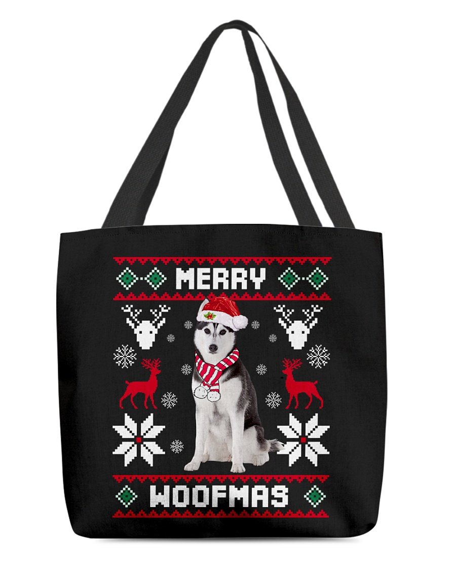 Merry Woofmas-Husky 1-Cloth Tote Bag