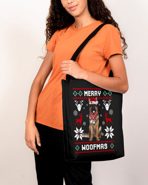 Merry Woofmas-Long Haired German Shepherd-Cloth Tote Bag