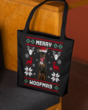 Merry Woofmas-Miniature Pinscher 2-Cloth Tote Bag