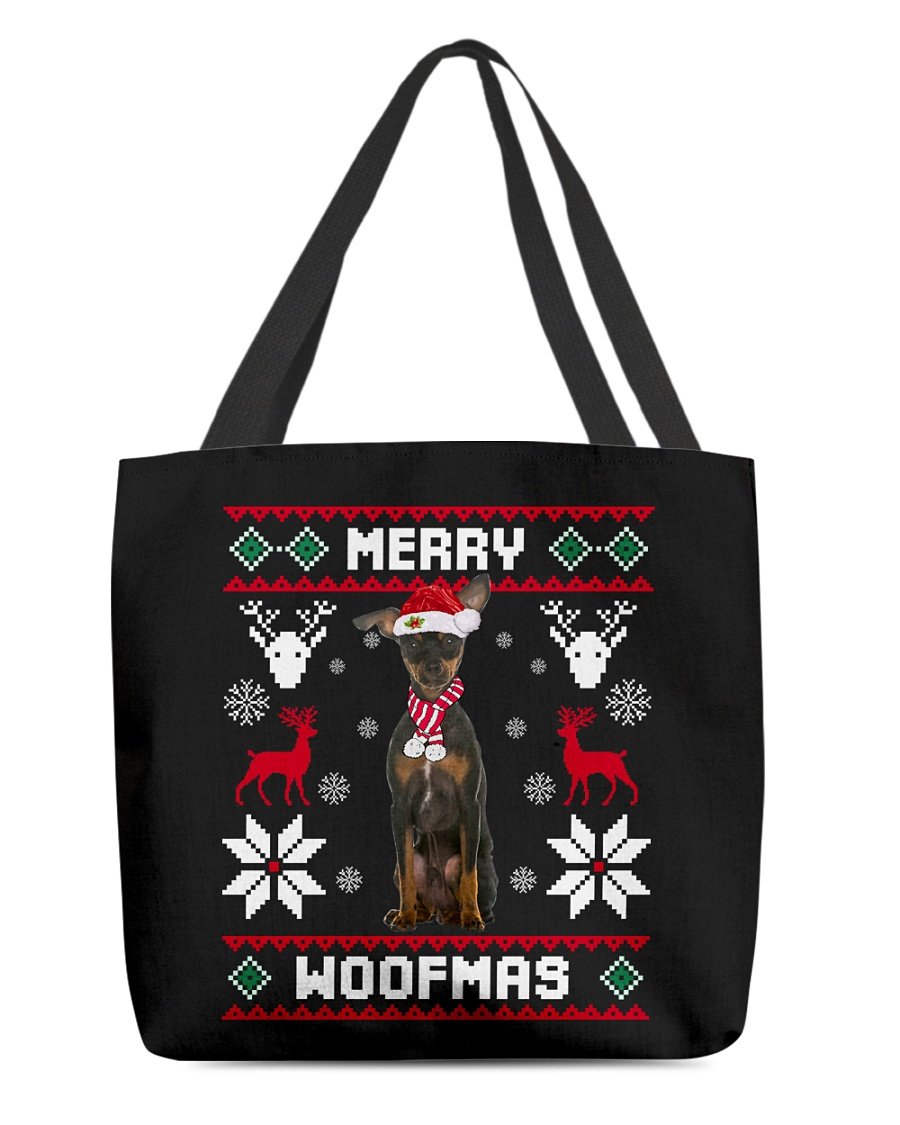 Merry Woofmas-Miniature Pinscher 2-Cloth Tote Bag