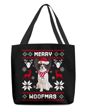 Merry Woofmas-Papillon 3-Cloth Tote Bag