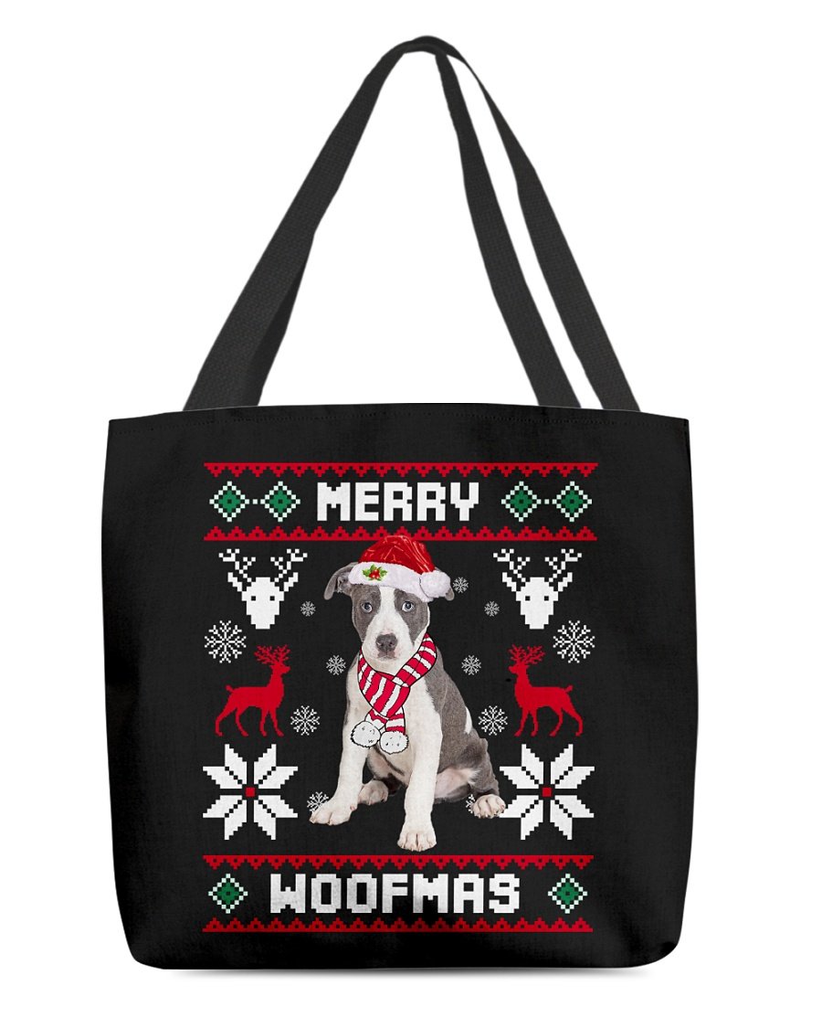 Merry Woofmas-Pitbull 2-Cloth Tote Bag