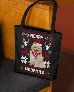 Merry Woofmas-Pomeranian-Cloth Tote Bag