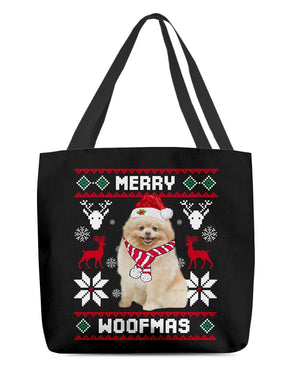 Merry Woofmas-Pomeranian-Cloth Tote Bag