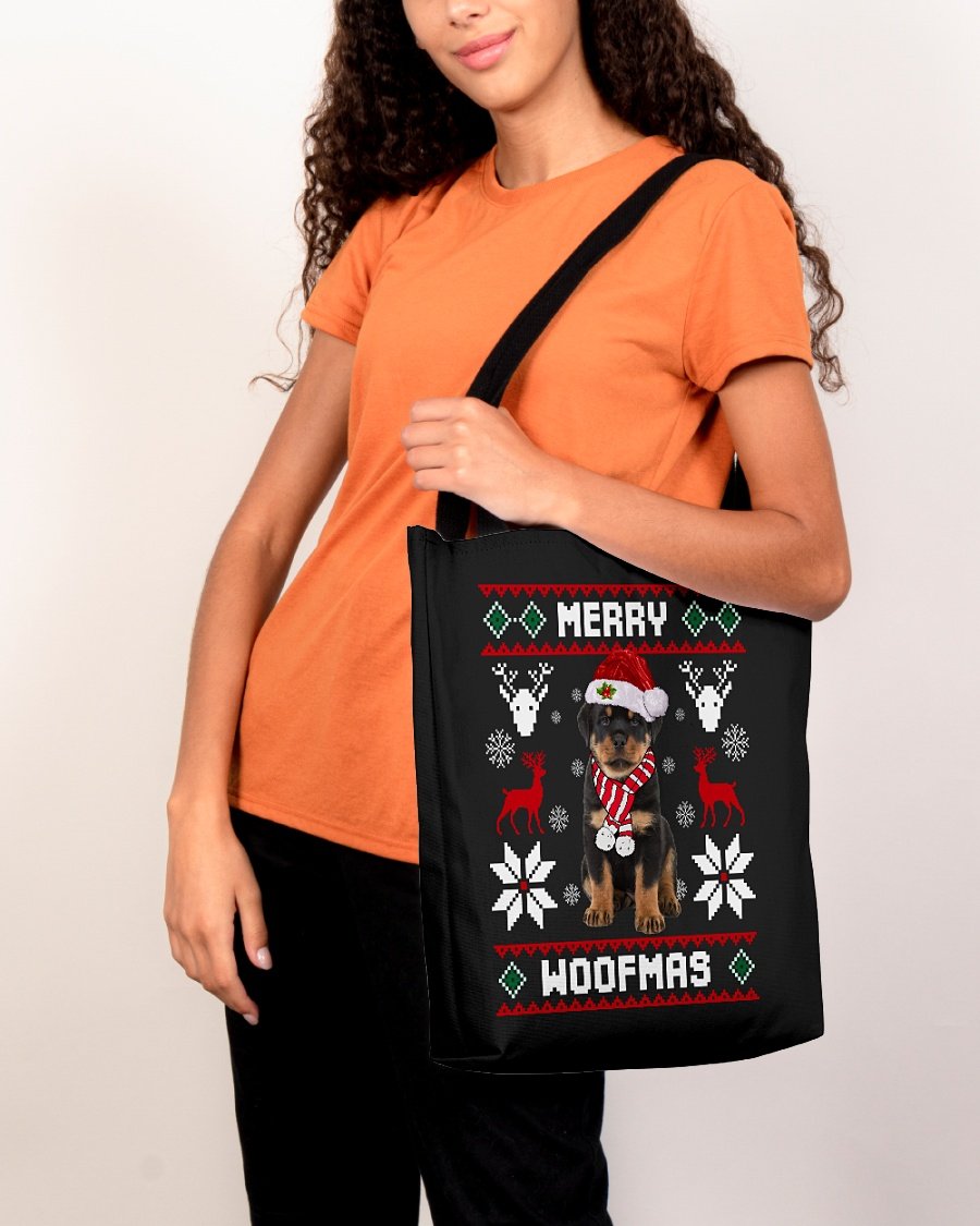 Merry Woofmas-Rottweiler 2-Cloth Tote Bag