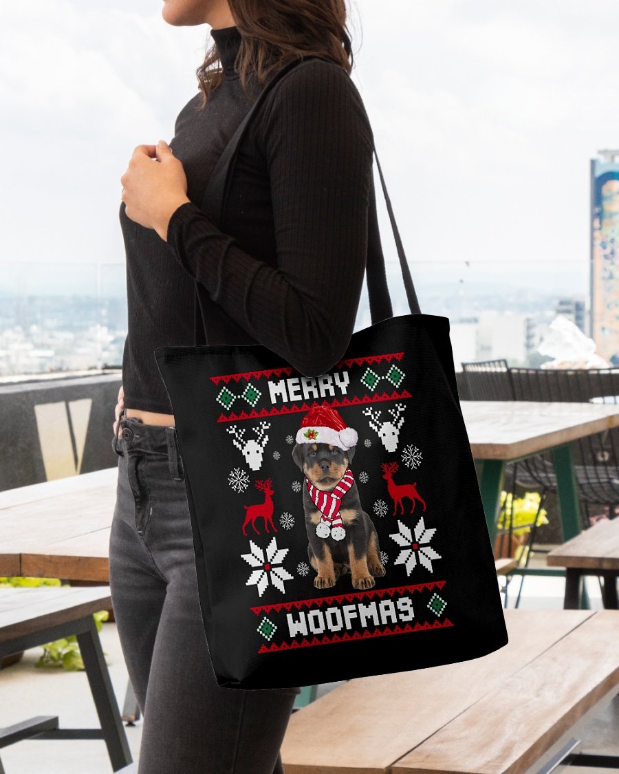 Merry Woofmas-Rottweiler 2-Cloth Tote Bag