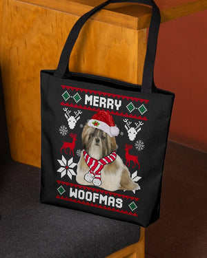 Merry Woofmas-Shih Tzu 1-Cloth Tote Bag