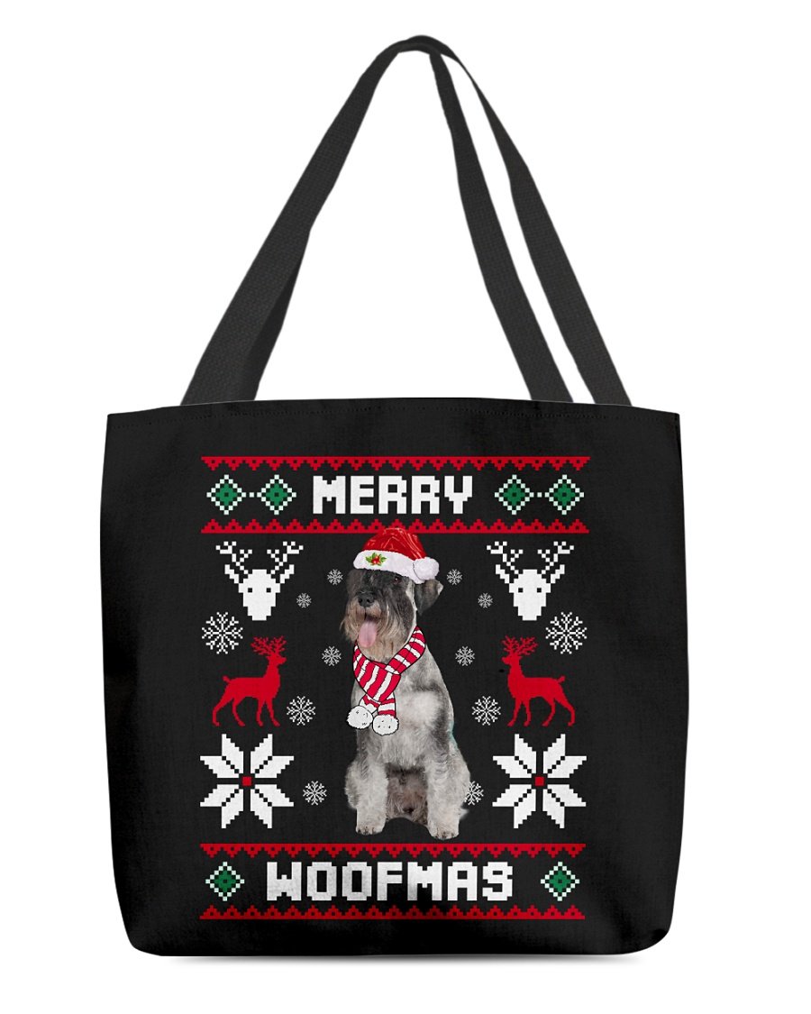 Merry Woofmas-Standard Schnauzer-Cloth Tote Bag