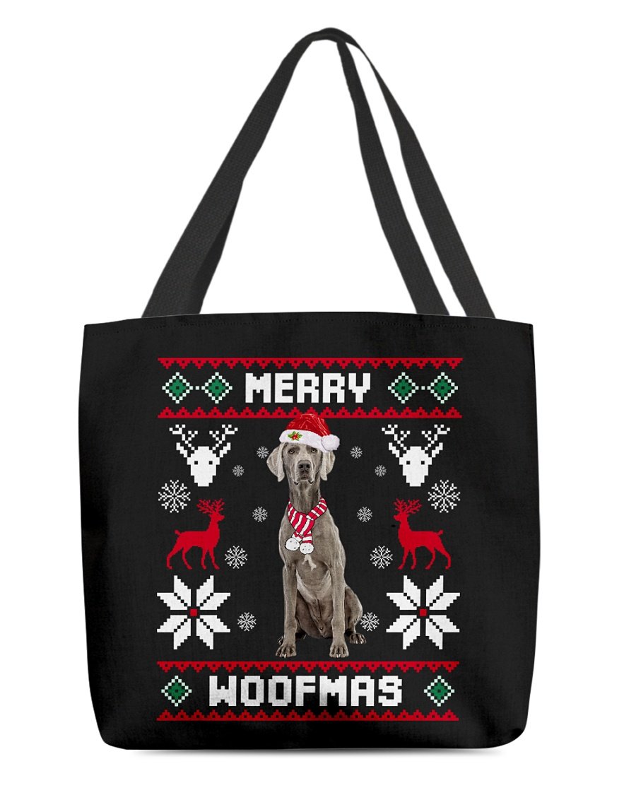 Merry Woofmas-Weimaraner 1-Cloth Tote Bag