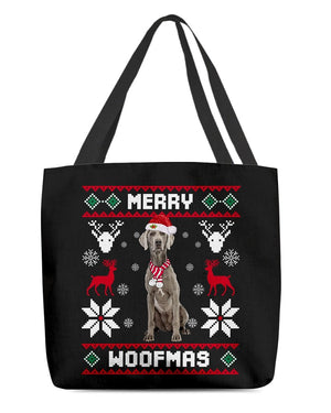 Merry Woofmas-Weimaraner 1-Cloth Tote Bag