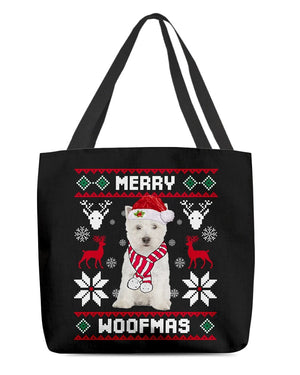 Merry Woofmas-West Highland White Terrier-Cloth Tote Bag