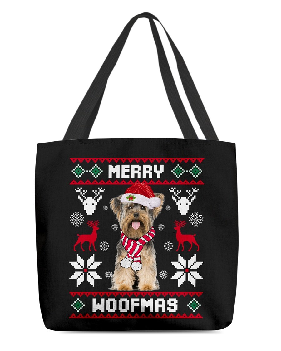 Merry Woofmas-Yorkshire Terrier 1-Cloth Tote Bag